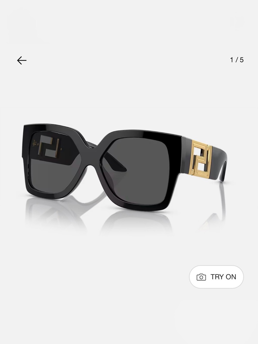 Versace Black Square Sunglasses with Gold Greek Key Temples